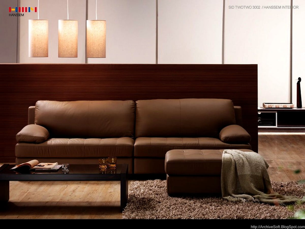 Коричневий шкіряний диван у вітальні : безкоштовні шпалери 1600x1200